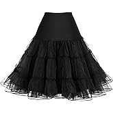 Pinup Fashion Women's Elastic Waist Petticoat Puffy Tutu Tulle Skirt Underskirt Party Vintage Dress Costume Cosplay