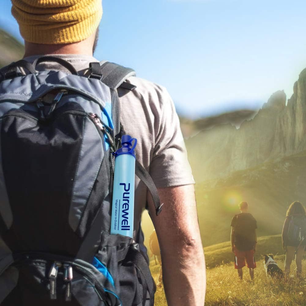Purewell Outdoor Water Filter Personal Water Filtration Straw Emergency Survival Gear Water Purifier for Camping Hiking Climbing Backpacking : Sports & Outdoors