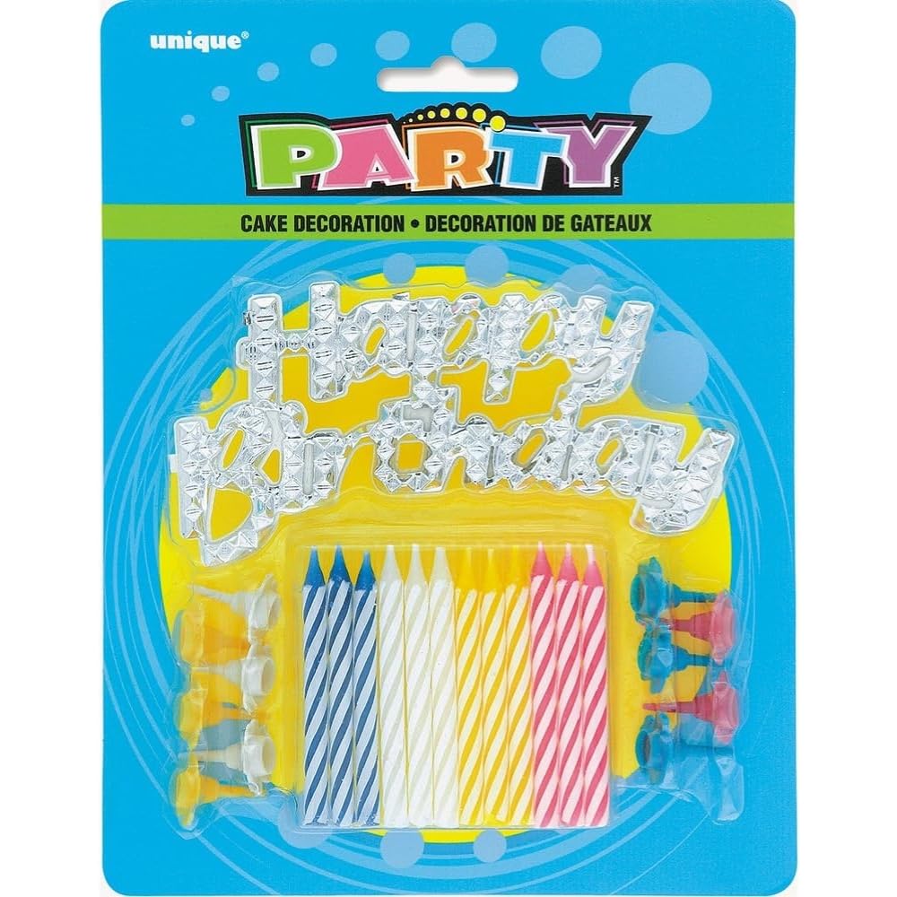 Photo 1 of Elegant Silver Cake Topper & 12 Birthday Candles Set (1 Pack) - Premium Quality & Eye-Catching Design - Perfect For Celebrations & Special Occasions