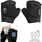Heated Fingerless Electric Rechargeable Gloves Winter Touchscreen Cold Portable Heating Gloves for Women Men Work Skiing Digital Display Thermostatic Hand Warmer for Outdoor Cycling Hunting