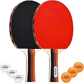 LUOXG 2‑Player Ping Pong Paddles Set with Balls and Case for Family Games | Table Tennis Paddles Set of 2 with 3‑Star Balls and Portable Case, Suitable for Indoor and Outdoor Games