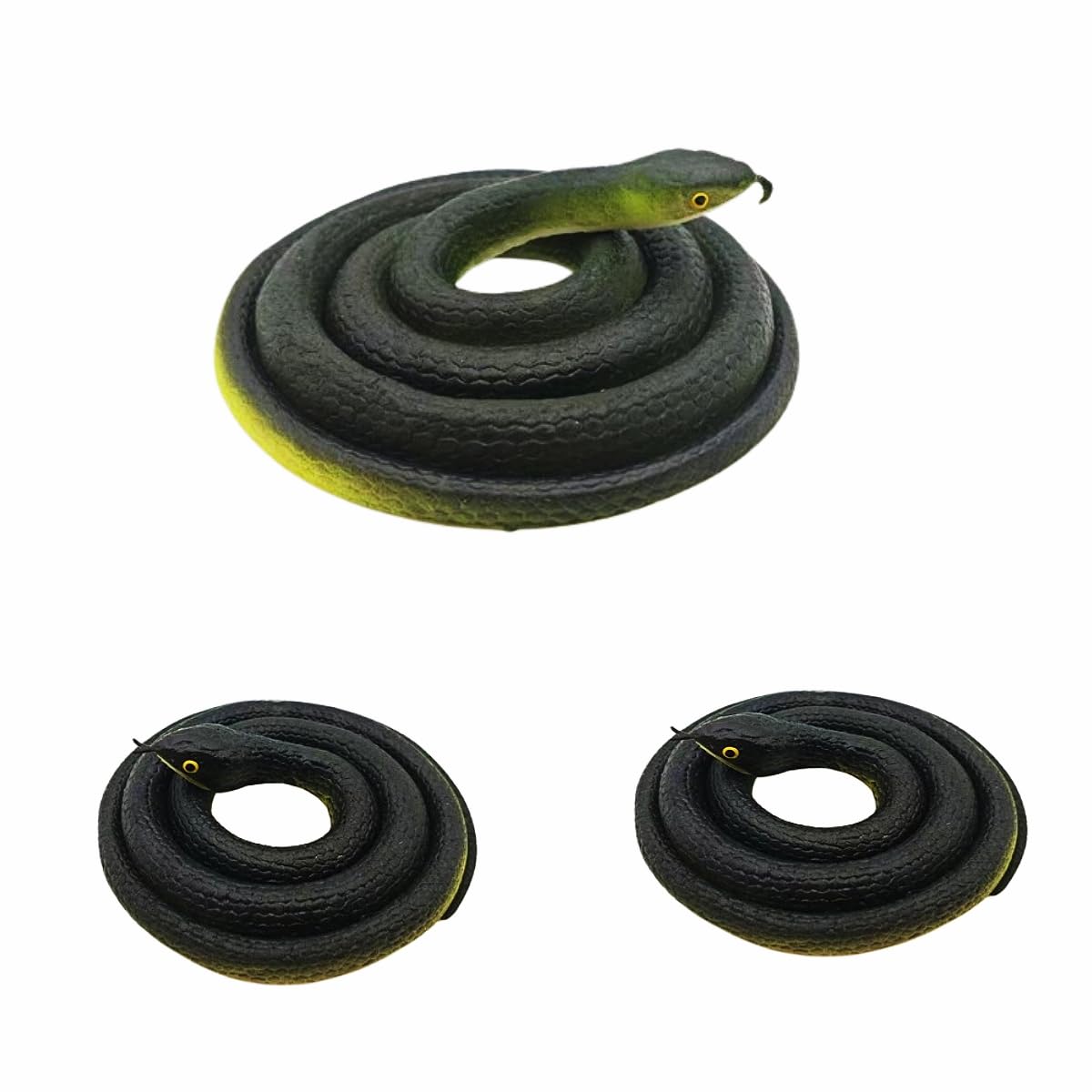 3個 (2個80cm+1個120cm) 大蛇 いたずら ドッキリ リアルなラバースネーク 鳥を怖がらせるための庭の小道具 [並行輸入品] の商品画像
