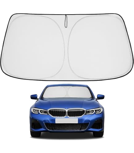 Universal Windshield Sun Shade For BMW 3/4/5/6/7/8 Series - Blue Reflective, UV Block, 63"x34" 9 thumbnail image