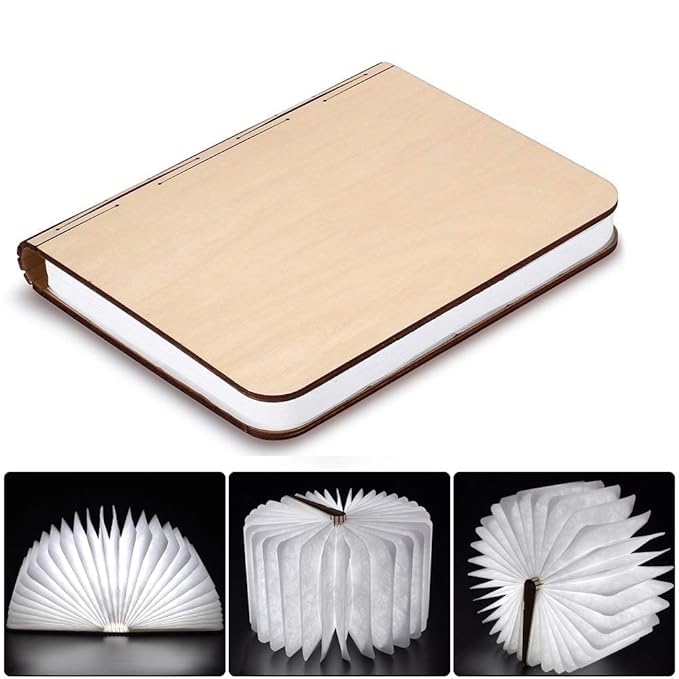 Große LED Buch lampe Holzbuch mit 2500 mAh Akku Lithium Nachttischlampe Nachtlicht dekorative Lampen Ölbildscheibe Papier + H