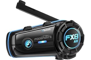 FODSPORTS Motorcycle Bluetooth Headset with Music Sharing, FX8 AIR 4 Rider 1200m Helmet Communication System, Motorcycle Helm