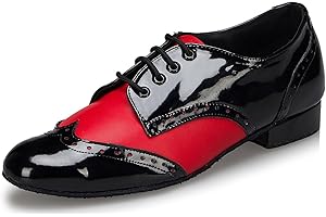 Honeystore Men's Lace-up Dance Shoes Splice PU Leather Modern Tango Jazz Ballroom Latin