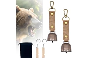 RJDJDLXM 2 Pack Loud Bear Bells with Magnetic Silencer, Leather Button Strap, Hikers Gear Brass Camping Bear Bell for Surviva