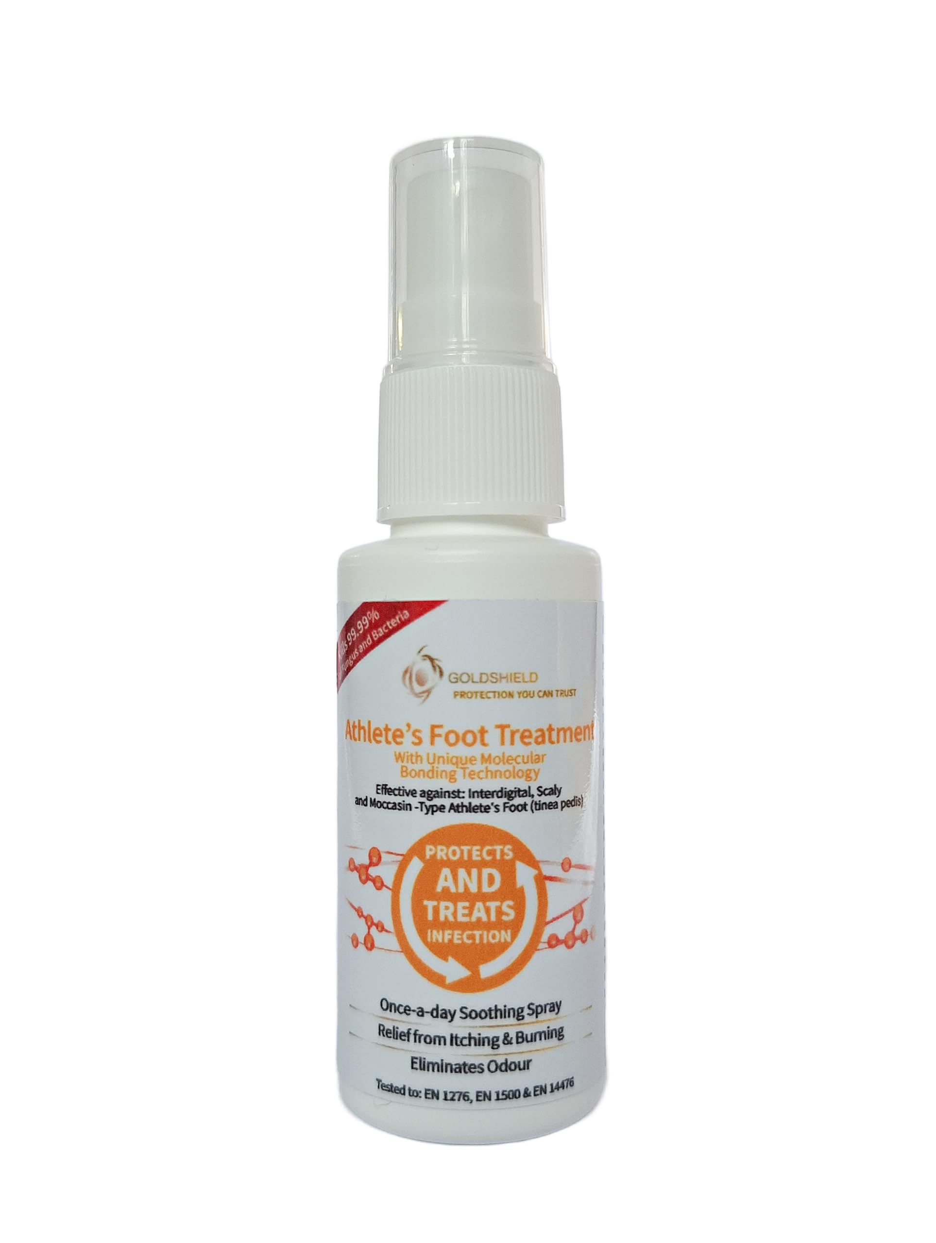 24 Hour Athlete’s Foot Fungal Infection Treatment, Anti-Bacterial, Long-Lasting Relief for Tinea Pedis 25ml Bottle with Easy Application Spray by Goldshield.