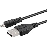 Black USB 2.0 A to 8-Pin Mini B Cable w/ Ferrite - 1.5M / 59 Inches for Nikon CoolPix P90