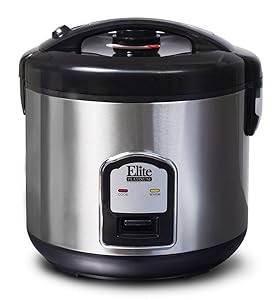 Elite Platinum DRC-1000B Maxi-Matic 10-Cup Stainless Steel Rice Cooker, Black
