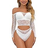 Buitifo Womens Lingerie Set Fishnet BabyDoll Bodysuit Two Piece Nightwear