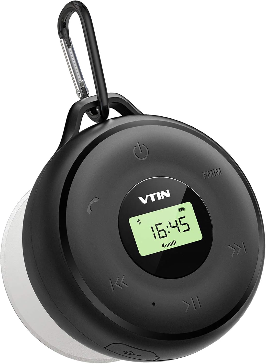 vtin Duschradio Bluetooth Lautsprecher 5.0 mit LED Digitalem Bildschirm, IPX7 Wasserdicht Duschradio mit Saugnapf, FM Badezimmer Radio mit Uhr, Freisprechen, 10 H Bluetooth Musikbox für Pool, Outdoor