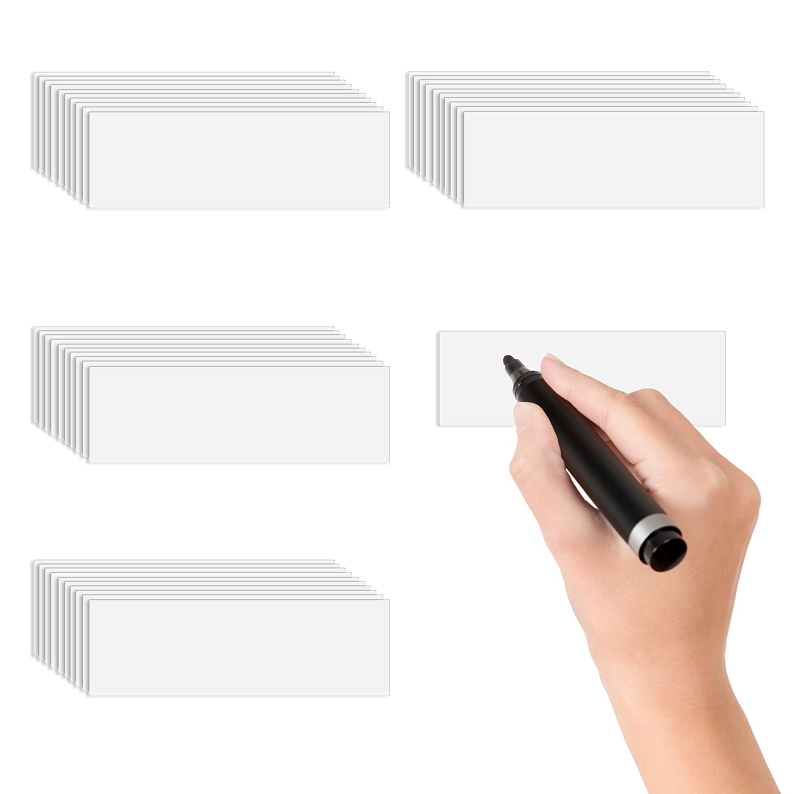 Grevosea 40Pcs Dry Erase Magnetic Labels, White Magnetic Label Stickers Reusable Magnetic Labels, Writable Erasable, for Whiteboards Locker Refrigerator Classroom
