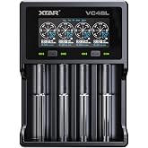 XTAR VC4SL Upgrade Version VC4S Smart Rechargeable Battery Charger Type C 4 Bay Fast 18650 Charger with LCD for 3.7V 3.6V Li-ion Battery 10440 14500 18650 21700 26650 and Ni-MH Ni-CD AA AAA