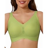 Airsong Minimizer Bras for Women Full Coverage Wireless Plus Size Seamless Bralette with Removable Pads Adjustable Comfort (42E, Green)