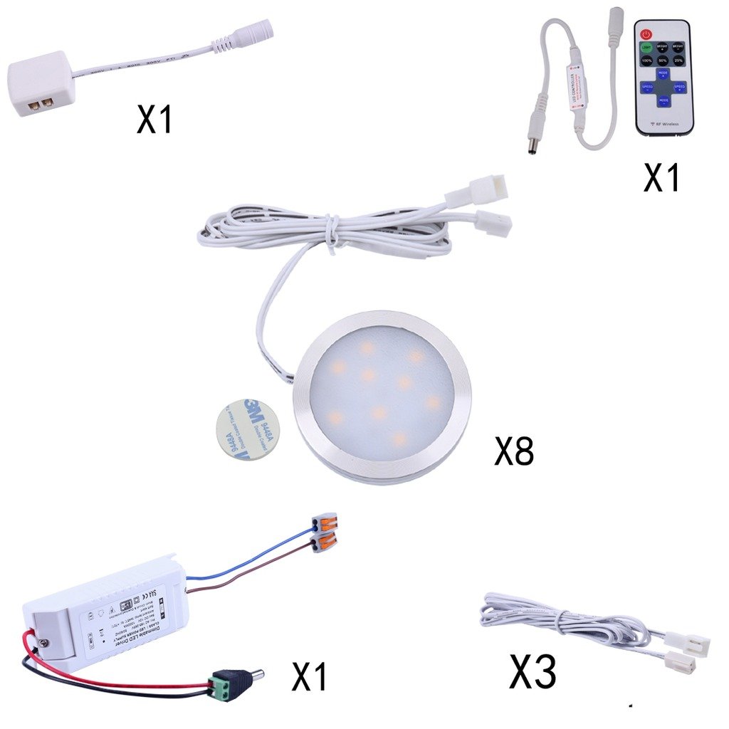 AIBOO Linkable Under LED Lighting 12V Dimmable Puck Lights