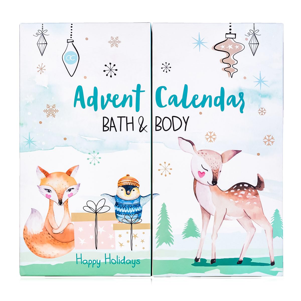 accentra Advent Calendar Happy Holidays 2020 for girls with 24 bath, body care and accessory products for a varied and pampering Advent season