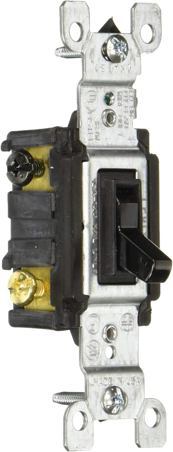 Leviton 1453-2WM 15 Amp, 120 Volt, Toggle Framed 3-Way AC Quiet Switch, Residential Grade, Grounding, Quickwire Push-In & Side Wired, 6-Pack, White: Home Improvement
