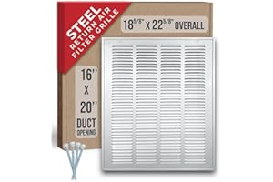 Fits 16x20 Duct Opening | Steel Return Air Filter Grille by Handua [Removable Door] for 1-inch Filters | Vent Cover Grill | White | HVAC Cold Air Intake Grille | Out Dim: 18 5/8"W X 22 5/8"H