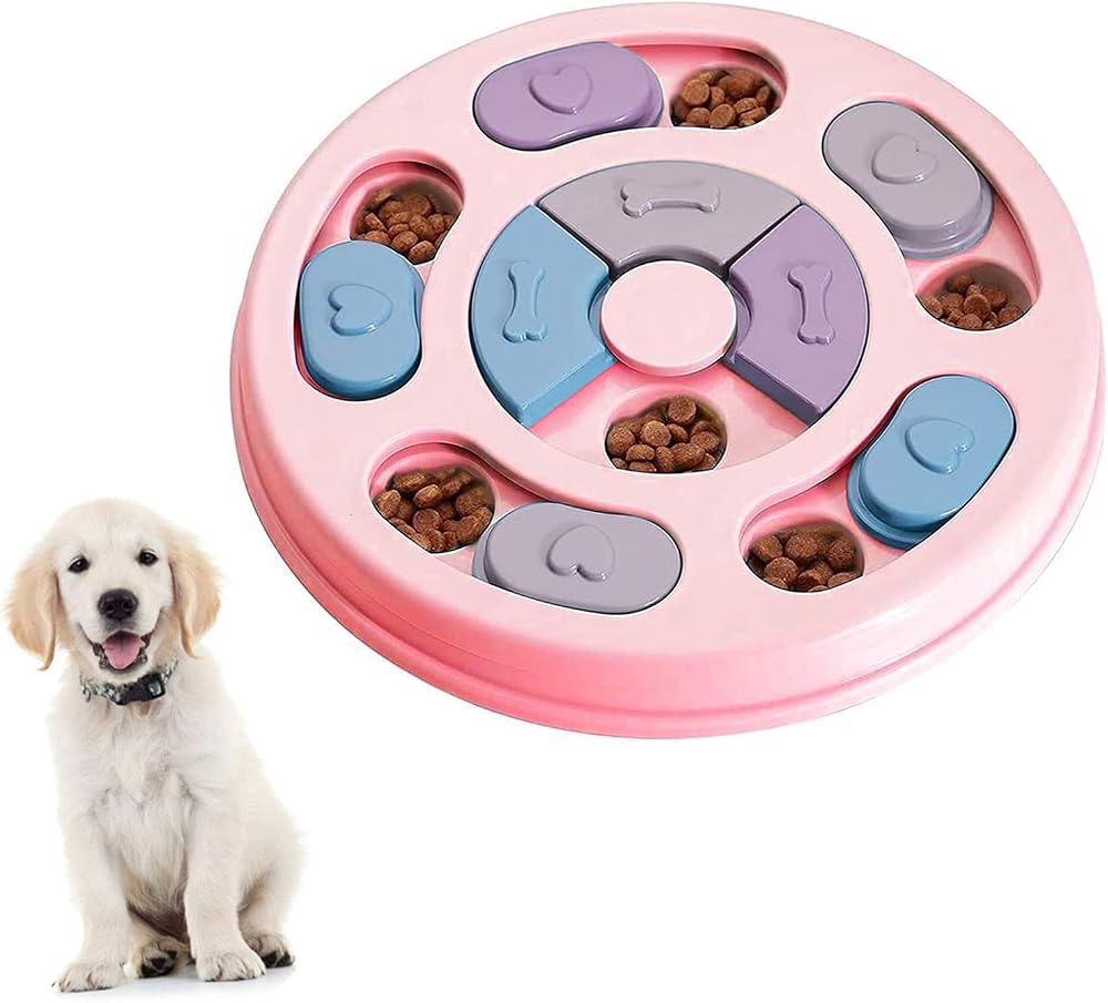 Elezenioc Dog Puzzle Slow Feeder Toy Treat Dispenser Non-Slip IQ Bowl