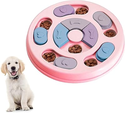 Elezenioc Dog Puzzle Slow Feeder Toy Treat Dispenser Non-Slip IQ Bowl