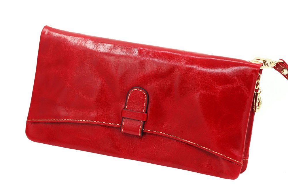 Womens Lady Blocking Wallet Classic Clutch Leather Wallet Card Holder Purse Handbag Red