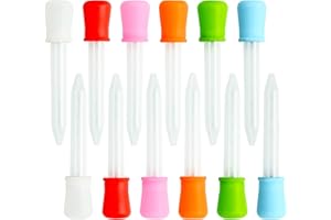 12 Pcs 5ML Silicone Liquid Droppers, Plastic Eye Dropper Pipettes for Kids Home Science Experiments Crafts Sensory Activities