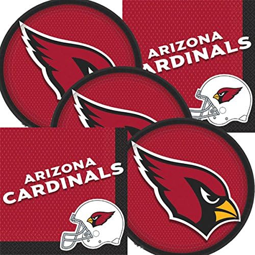 Arizona Cardinals NFL Football Team Logo Plates And Napkins Serves 16