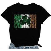 COMIZI St Patricks Day Shirts for Women Lucky Irish Shamrock Shirt St Pattys Day Short Sleeve