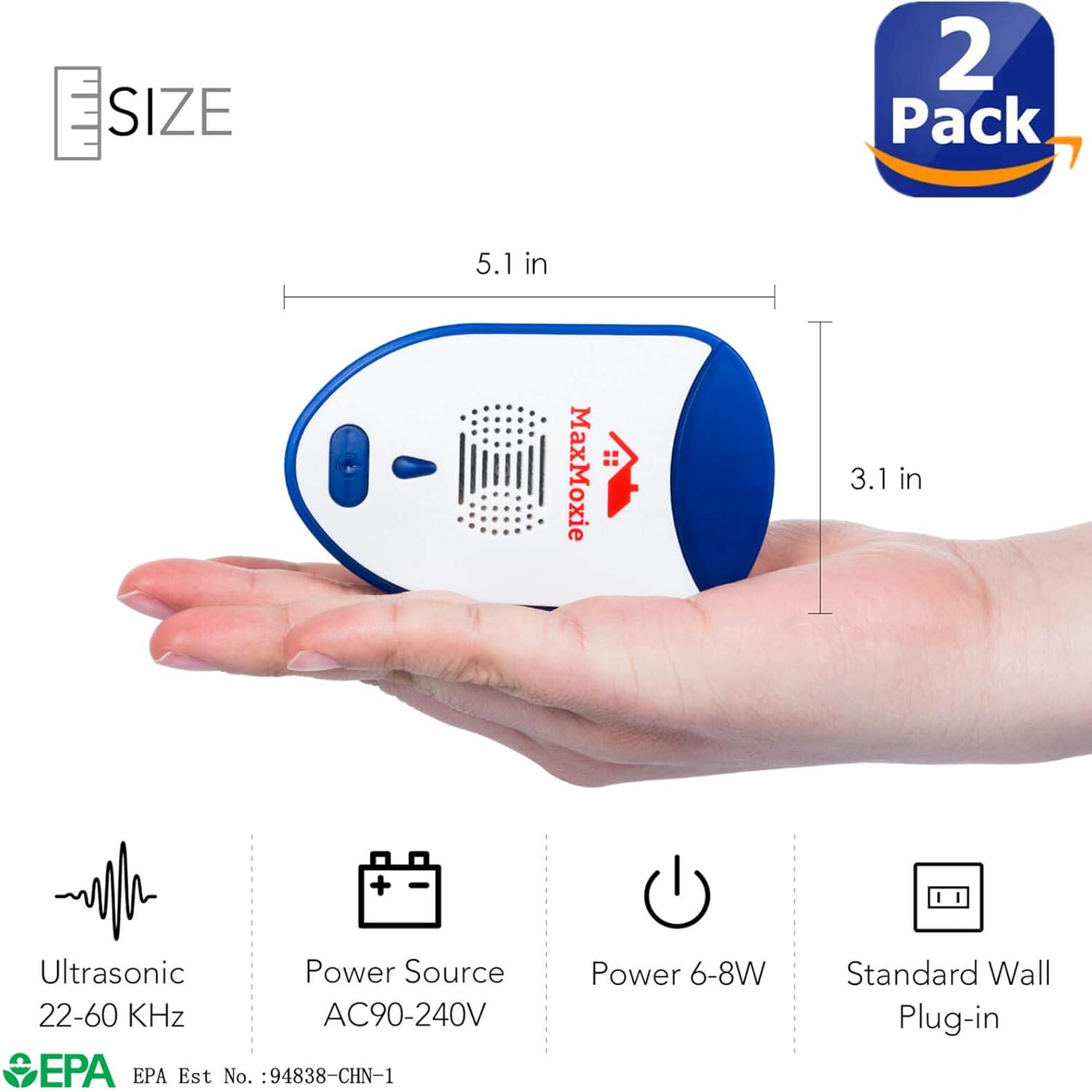 Ultrasonic Pest Repeller Humane Mice Control Electronic Insect Repellent Reject Rodent Bed Bug Spider Rat Defender Home Animal Plug in 2 Pack : Garden & Outdoor