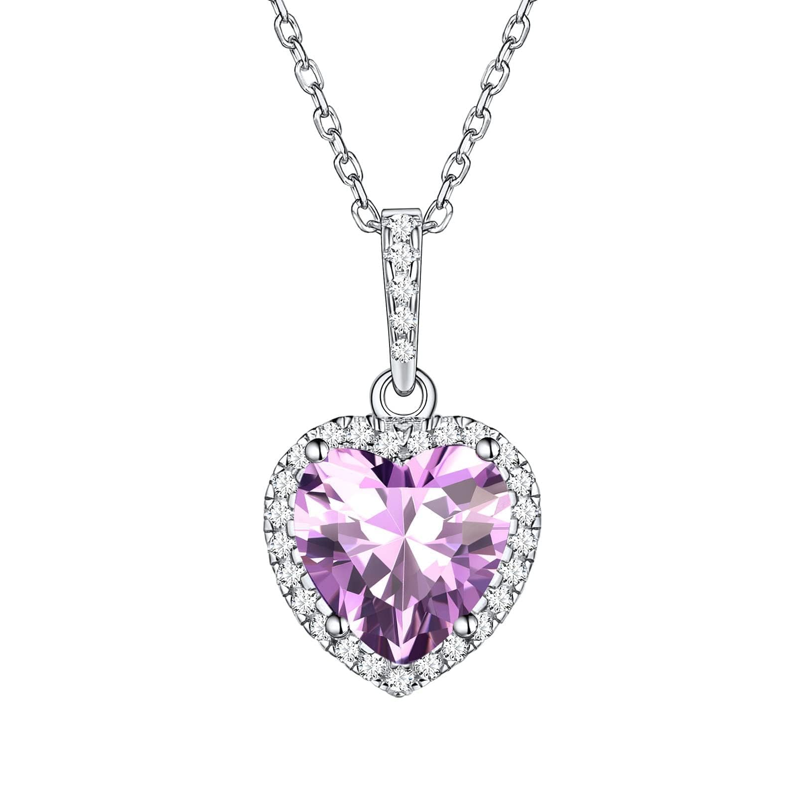 ChicSilver June Birthstone Necklace for Women Girlfriend 925 Sterling Silver CZ Heart Pendant with Chain Bridesmaid Bridal Wedding Jewelry — image 1