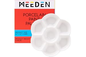 MEEDEN 7-Well Studio Porcelain Paint Palette Tray,Artist Mixing Colour Tray by 4-3/4 Inches for Watercolor Gouache Painting,Round,White