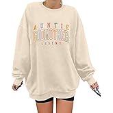 KIDDAD Women's Auntie Sweatshirt Cool Aunt Godmother Legend Crewneck Pullover Top Long Sleeve Graphic Aunts Shirt