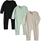 Rayon from Bamboo Baby Pajamas, Baby Sleeper with Mitten Cuffs and 2 Way Zipper, Rompers for Baby Boy Girls 0-24 Months