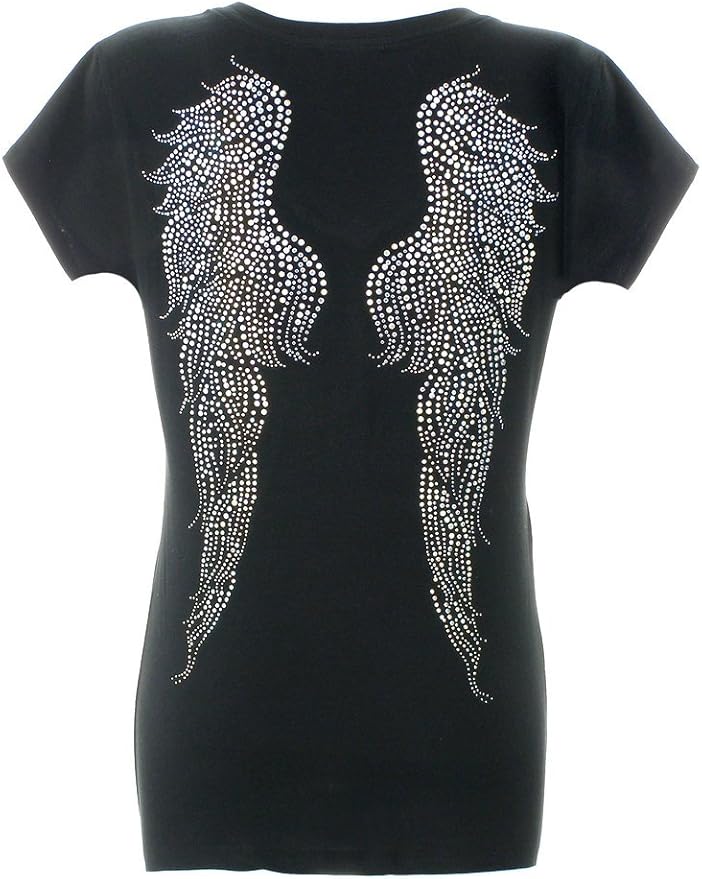 DivaDesigns Women's Fabulous Angel Wings On Back Rhinestone