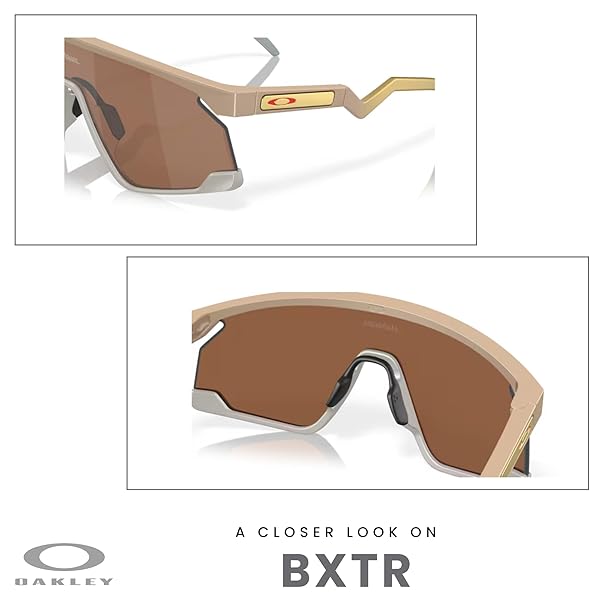 OAKLEY BXTR OO9280 928008 39MM MATTE TERRAIN TAN/PRIZM TUNGSTEN SHIELD SUNGLASSES FOR MEN FOR WOMEN+ BUNDLE ACCESSORY LEASH KIT, MICROFIBER POUCH