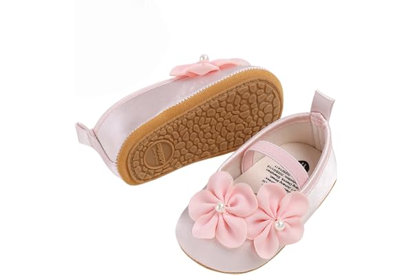 Jtvznmi Baby Infant Girls Ballet Flat Toddler Princess Wedding Dress Shoes Infant Anti-Slip Mary Jane Prewalker Shoes