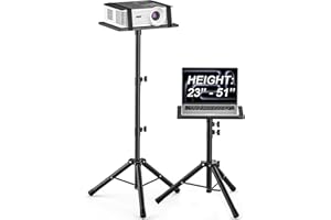 GLEAM Projector Stand Tripod from 23" to 51", Laptop Tripod Stand with Elastic Band, Height Adjustable for Office, Home, Stage, Studio, Multifunctional DJ Rack Stand