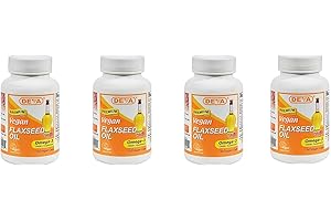 Deva Vegan Vitamins Flax Seed Oil, 500 MG, Vegan, 90 Vcap (4 pack)