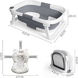 Glenmore Baby Bath Tub Foldable Collapsible with Cushion Anti-Slip Grey view 6