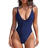 American Trends Women's One Piece Swimsuits Sexy V Neck Bathing Suit Open Back High Cut Swimwear