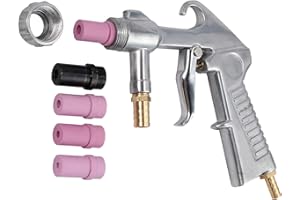 AMTOVL Sand Blasting Gun Sandblaster + 4Pcs Ceramic Nozzles + Extra Iron Nozzle Tip Set