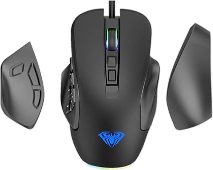 Amazon Aula H510 Mmo ゲーミングマウス 有線 9つのサイドボタン プログラム可能 Rgb Ledバックライト 10 000 Dpi 調節可能 人間工学光学pcゲーミングマウス オフィス ゲーム デュアルモードマウス デスクトップ ノートパソコン用 ブラック Aula ゲーミングマウス