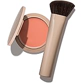 No Makeup Makeup Blush & Lip Duo with Blush Brush, Second-Skin Cream-Balm Formula Delivers a Long-Lasting Sheer Wash of Color, Buildable Coverage, Semi-Matte Finish, Includes Angled Brush, Peach