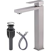 ARCORA Vessel Sink Faucet Brushed Nickel, Single Handle Tall Bathroom Faucet, Single Hole Lavatory Vanity Mixer Tap with Pop Up Drain and Supply Lines