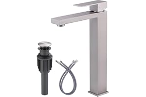 ARCORA Vessel Sink Faucet Brushed Nickel, Single Handle Tall Bathroom Faucet, Single Hole Lavatory Vanity Mixer Bar Tap with Pop Up Drain and Supply Lines