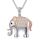 YOAIYOJIA 925 Sterling Silver Elephant Necklace for Women Diamond Elephant Pendant Necklace Lucky Elephant Jewelry Gift