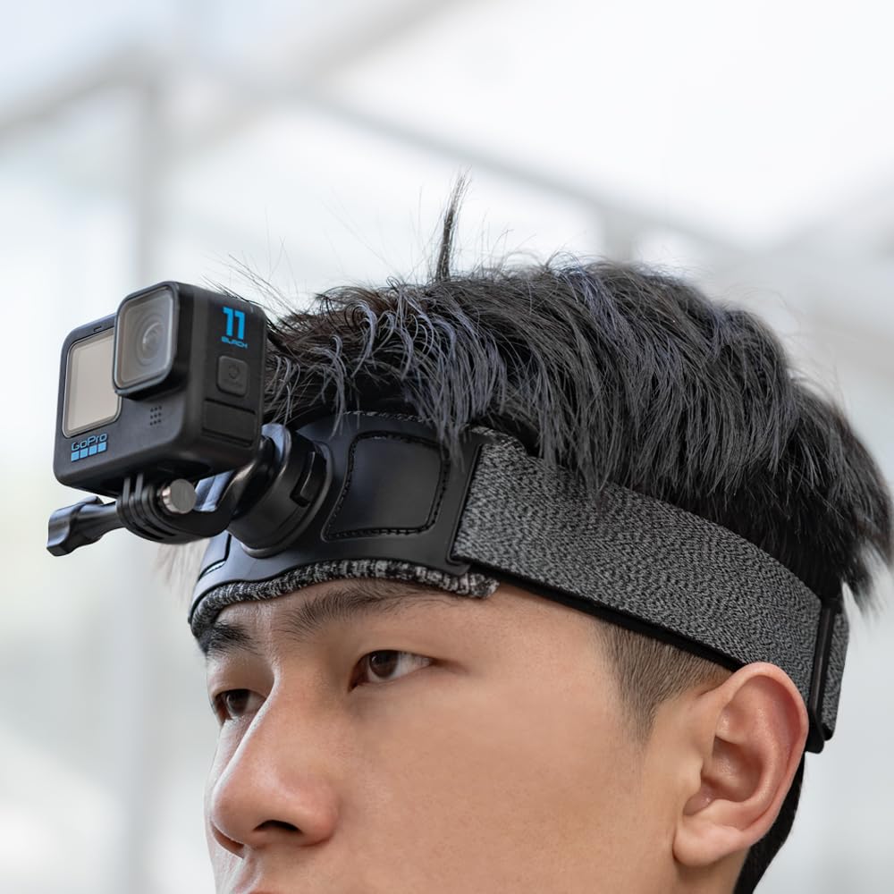 SUREWO New Quick Release Head Strap Mount for Go pro,Adjustable Wearing Head Belt Compatible with DJI Osmo Action 5 Pro/4/3/2, Go Pro Hero 13/12/11/10/9/8/7/6/5 Black,Insta 360 and More — image 1