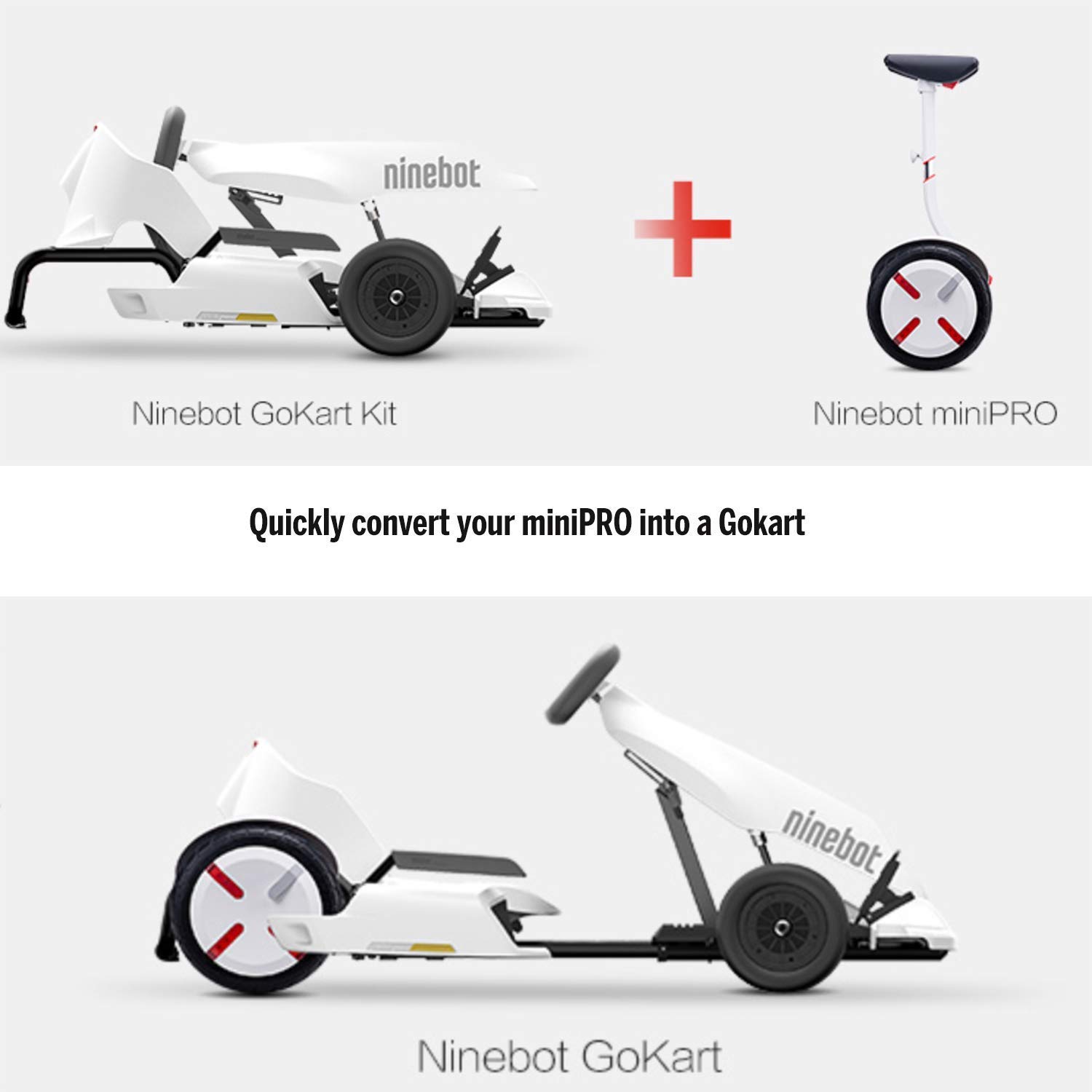 Ninebot Electric GoKart Kit for Segway miniPRO Ninebot S, 12.4 Miles Range, 15 MPH Top Speed