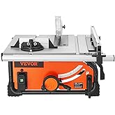 VEVOR Table Saw, 4500 RPM Portable Jobsite Table Saw with Sharp Edges & High Cutting Precision, Compact Table Saws with Dust 